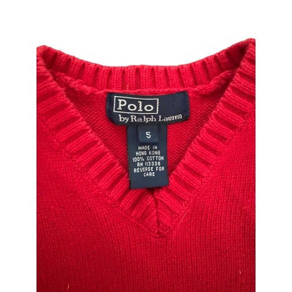 Polo Ralph Lauren Boys 100% Cotton Preppy Sweater Vest in Red Size 5T Size 5 - Picture 2 of 4